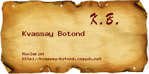 Kvassay Botond névjegykártya